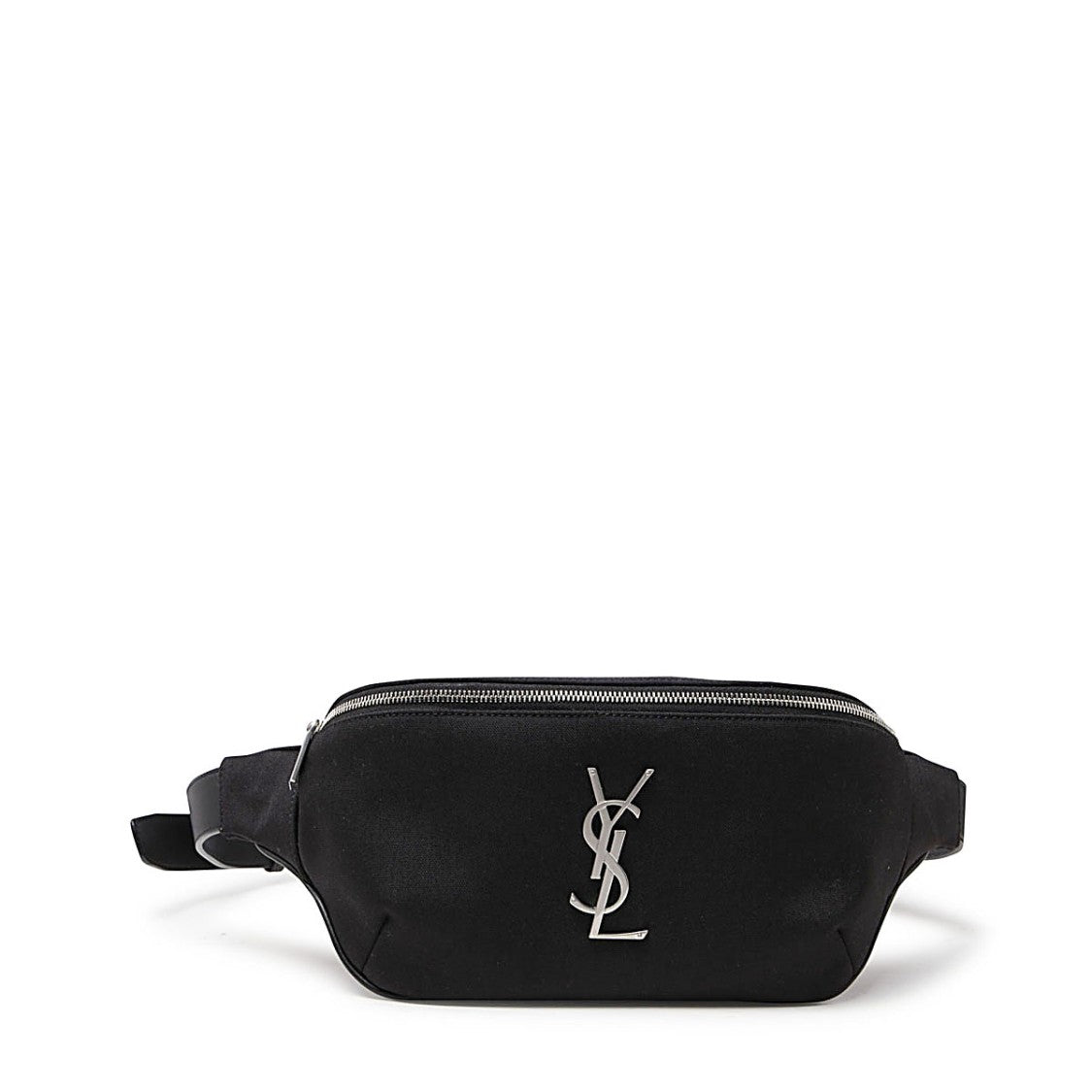 Saint Laurent Black Waist Bag With Silver Ysl Logo And Adjustable Strap