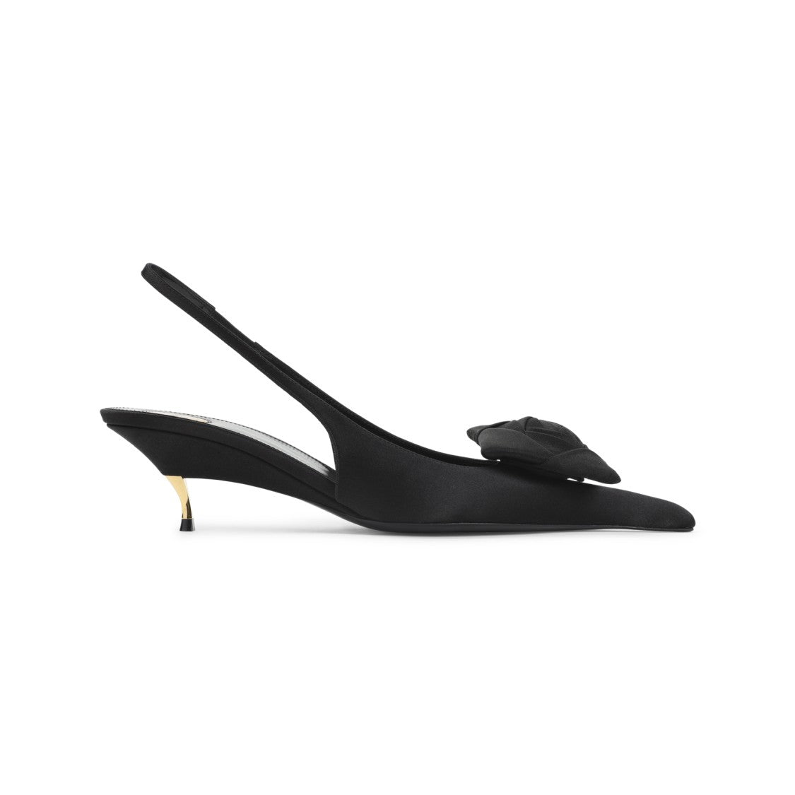Saint Laurent Pointed Toe Slingback Sandals With Bow Detail