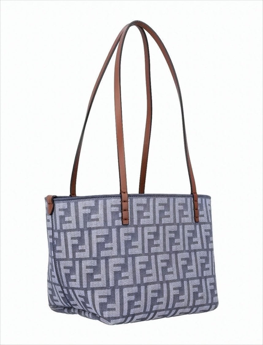 Fendi Geometric Pattern Shoulder Bag With Leather Straps
