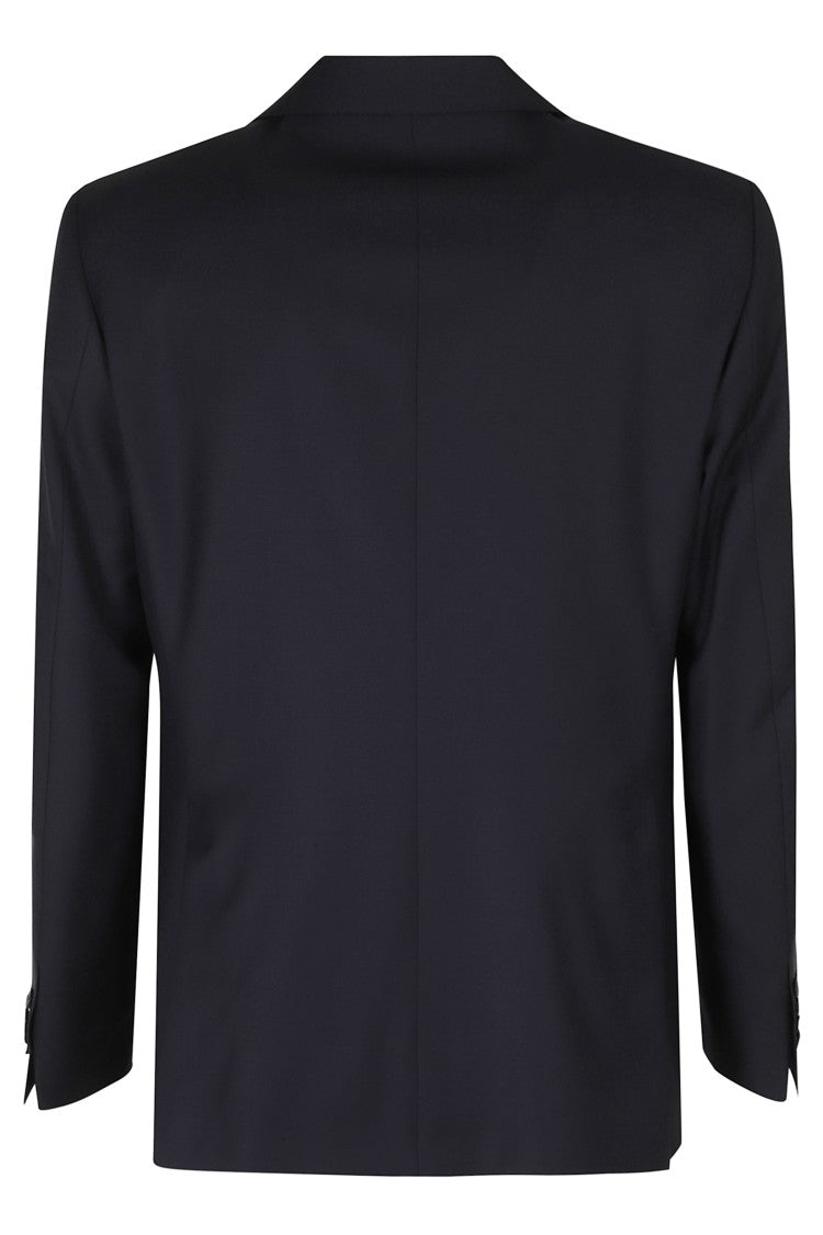 Tagliatore Blue Sallia Single-Breasted Flap Pockets Wool Suit