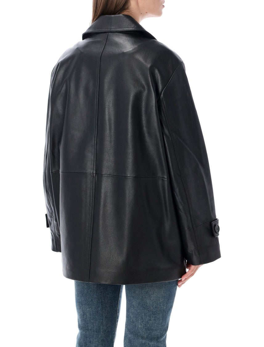 Sword Black Leather Double-Breasted Leather Jacket