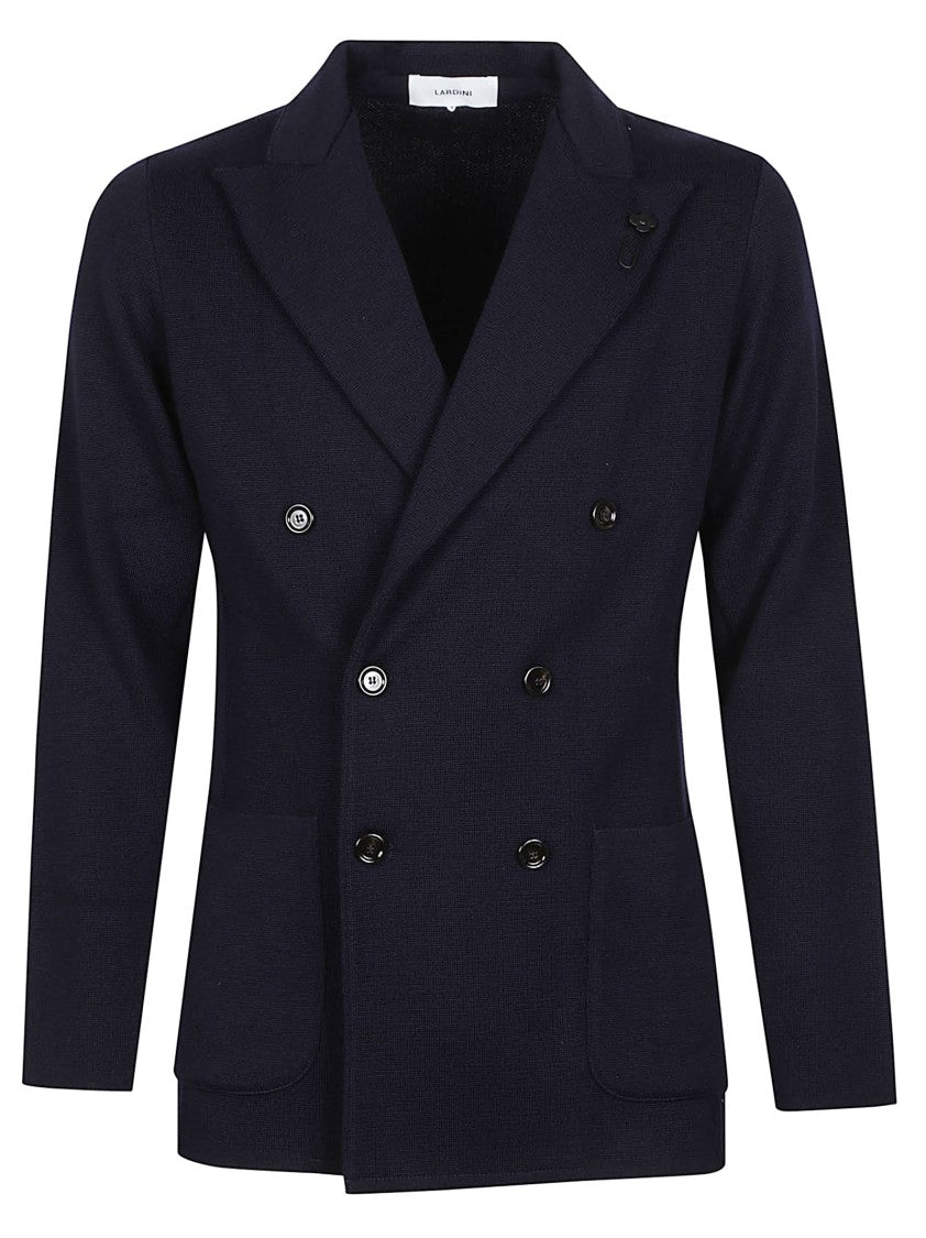 Lardini Double-Breasted Virgin Wool Knit Blazer