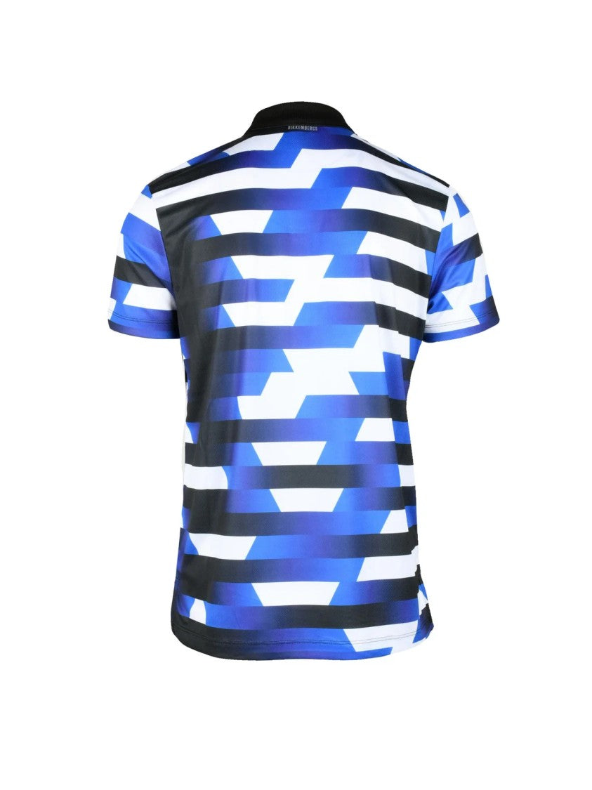 Bikkembergs Blue Polyester Geometric Polo Shirt