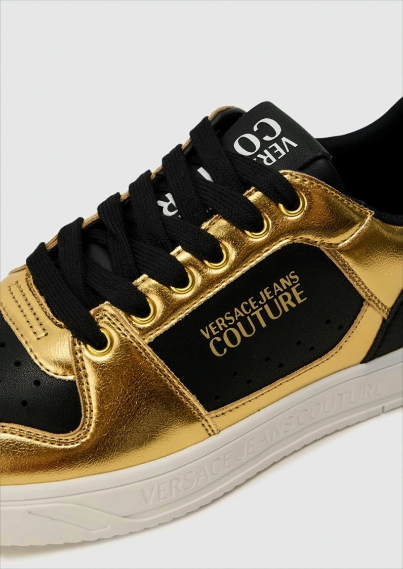 Versace Low-Top Sneakers With Metallic Gold