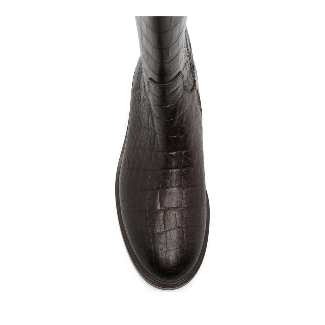 Adrianna Feretti Brown Textured Side Zipper Leather Boots