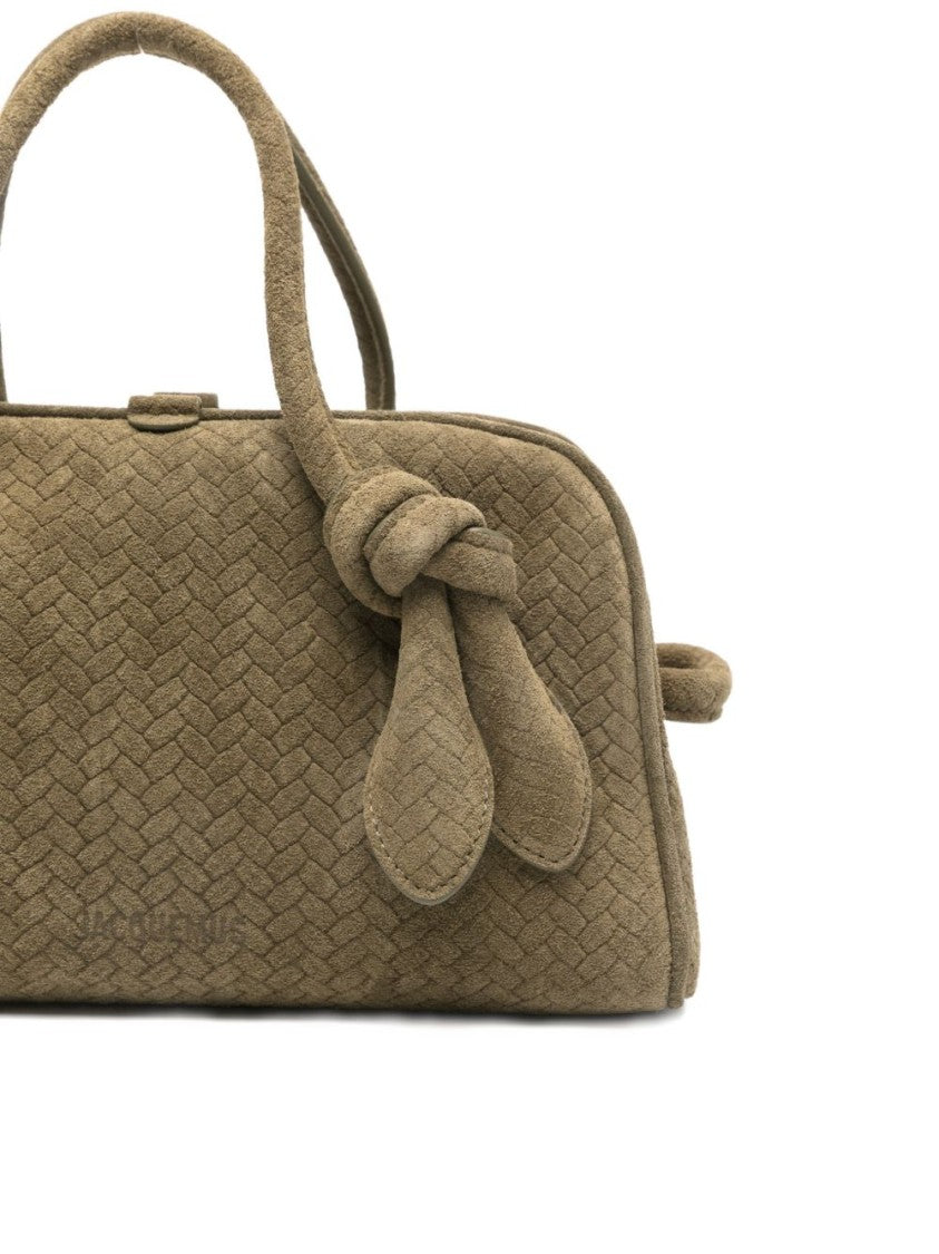 Jacquemus Khaki Green Woven Knot Zip Bag