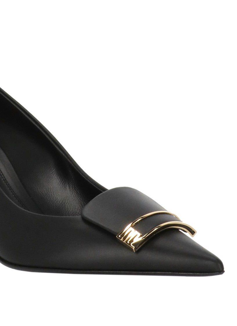 Sergio Rossi Black Arrowhead Decorative Plaque Pumps