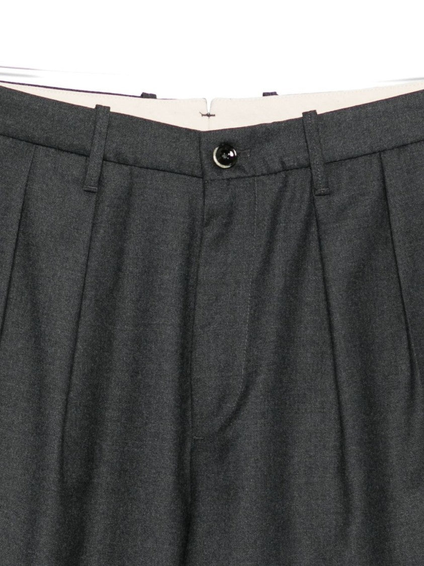 Nine In The Morning Tailored Dark Grey Trousers With Pleated Front