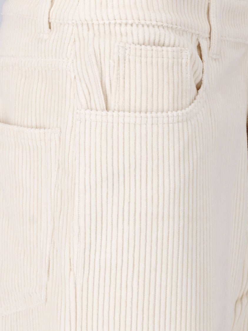 Róhe Cream Cotton Velvet Pants With Ribbed Texture