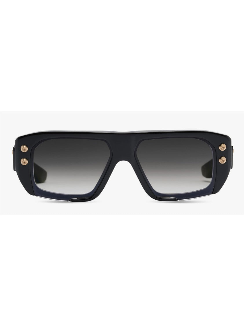 Dita Angular Black Acetate Sunglasses With Gold Accents
