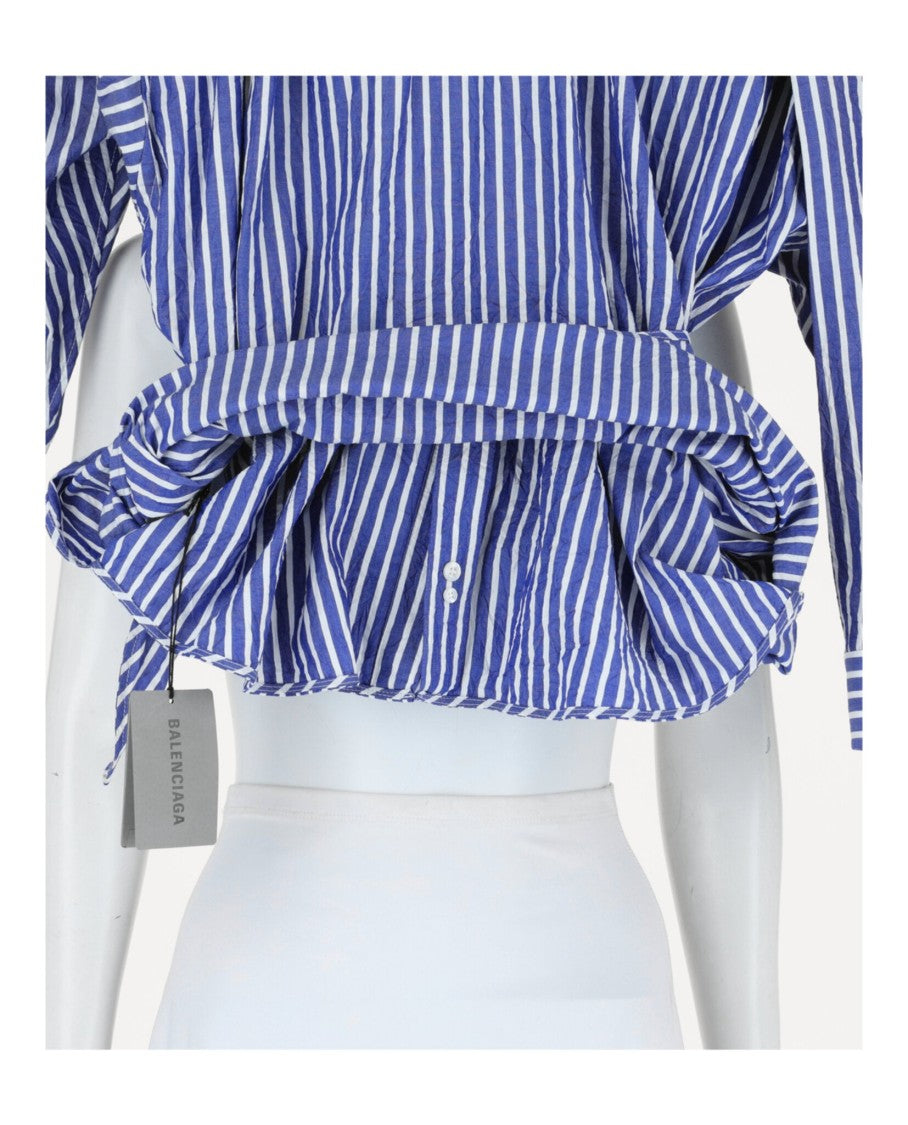 Balenciaga Crinkled Striped Knotted Shirt