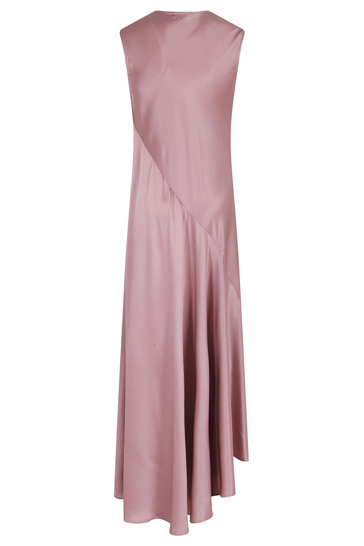 Antonelli Orchid Natasha V-Neck Asymmetrical Acetate-Blend Midi Dress