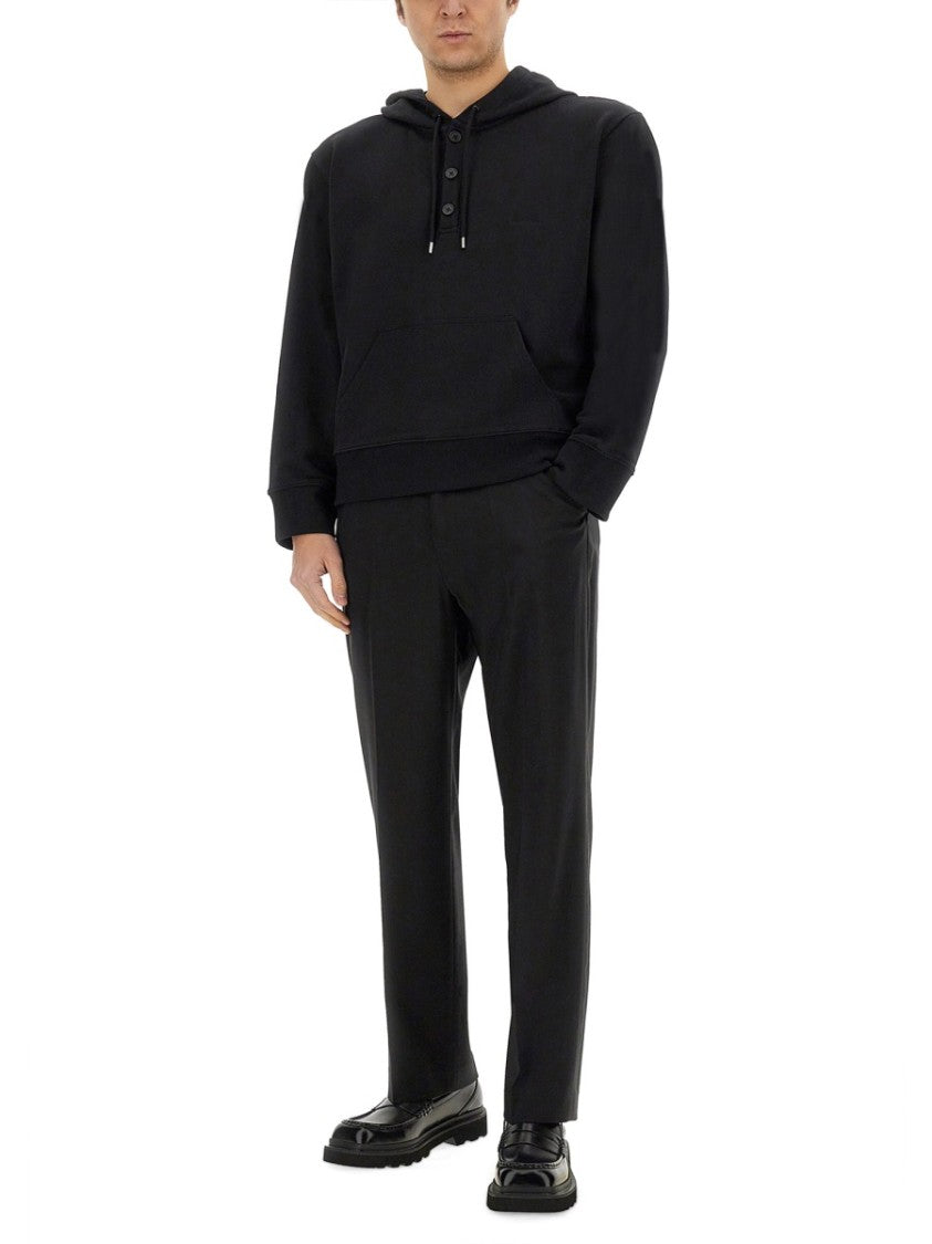 Courrèges Relaxed Black Hoodie With Drawstring Hood