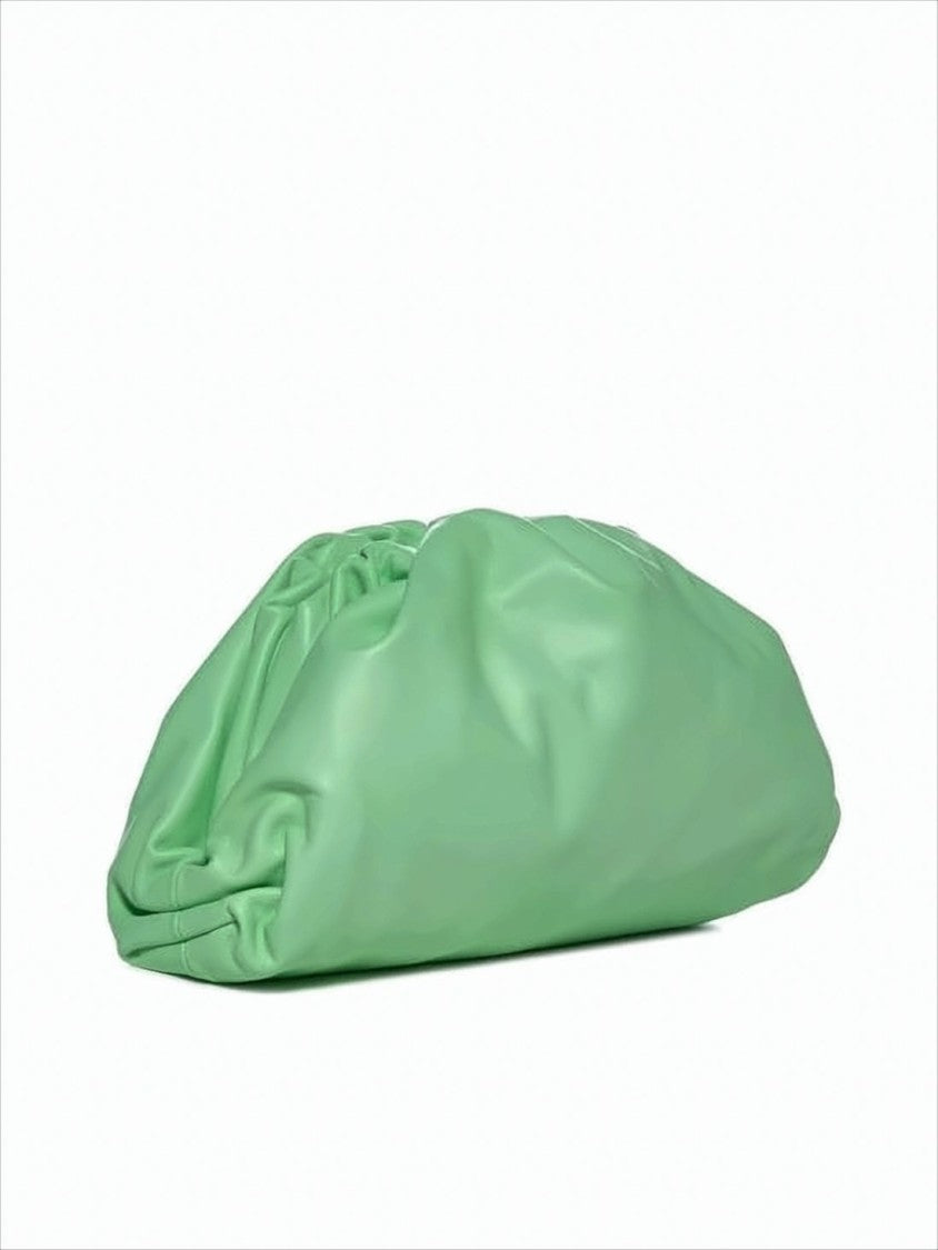 Bottega Veneta Smooth Leather Ruched Clutch With Spacious Interior