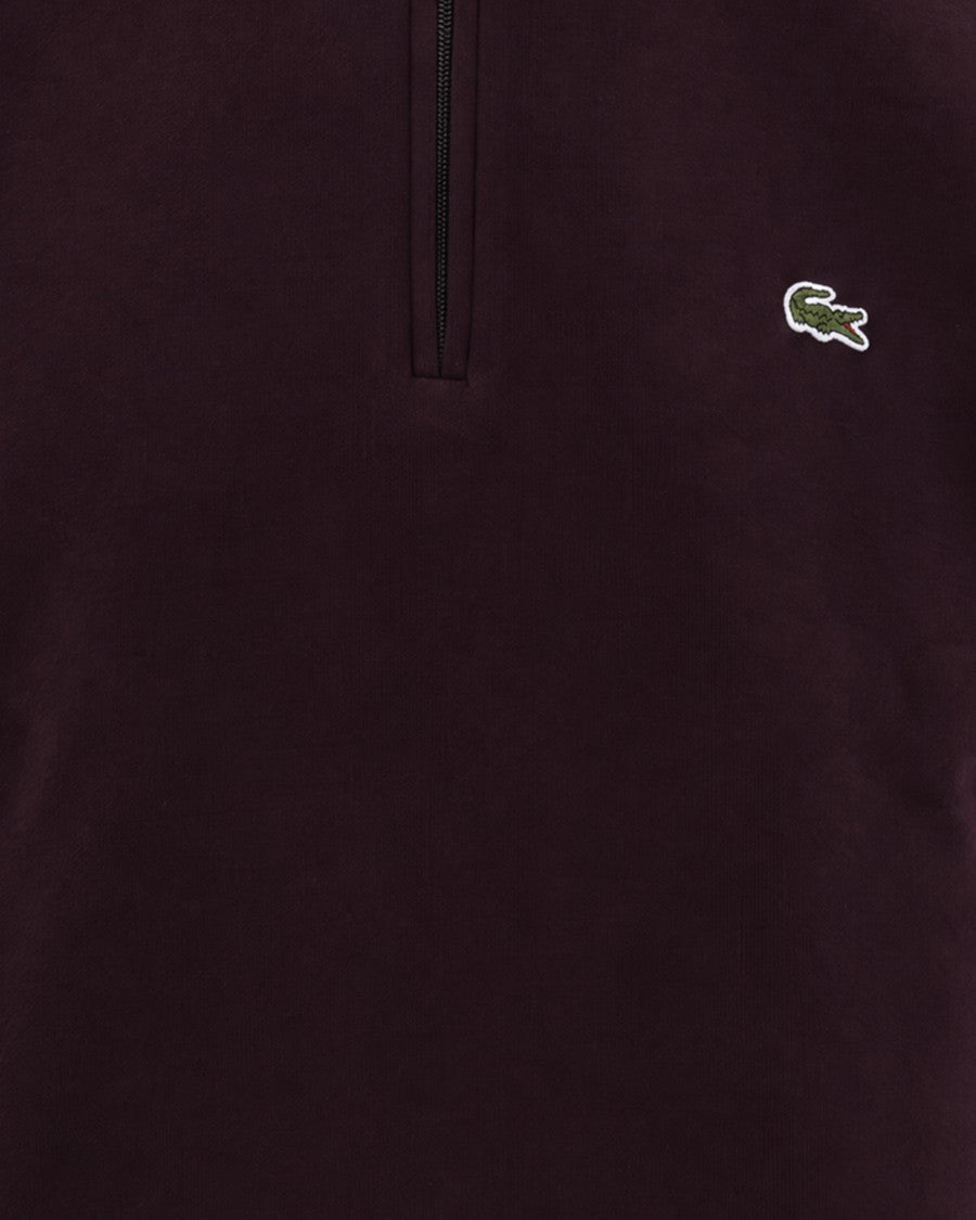 Lacoste Burgundy Oxalis High-Neck Half-Zip Sweatshirt