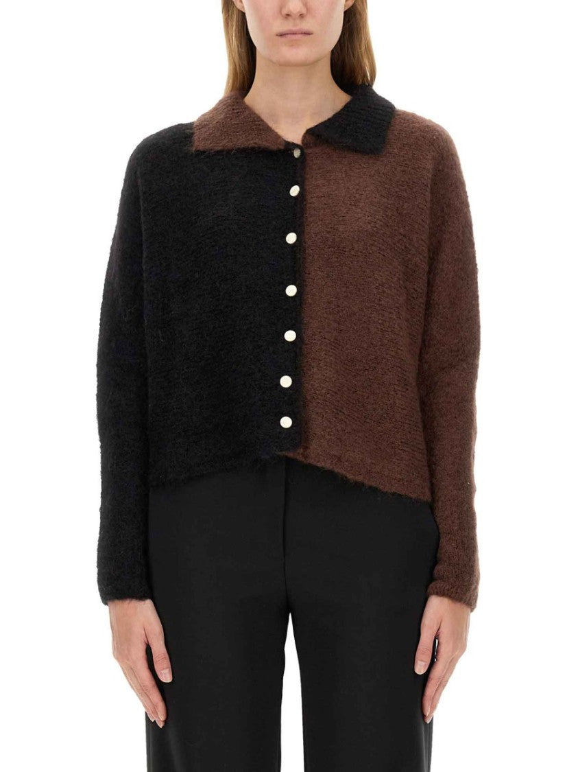 Alysi Color-Block Mohair Cardigan With Classic Collar