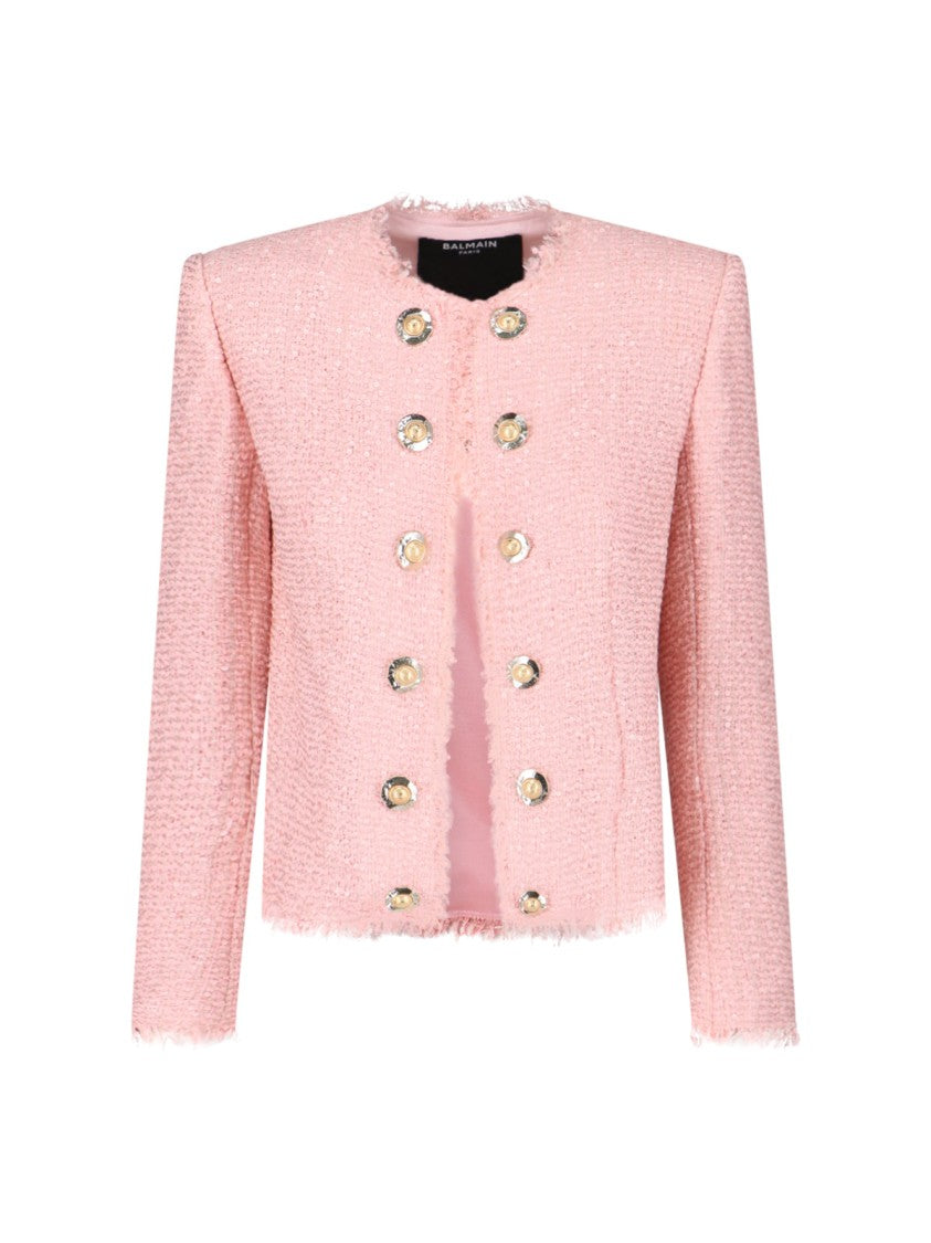 Balmain Tweed Jacket With All-Over Sequins And Structured Shoulders