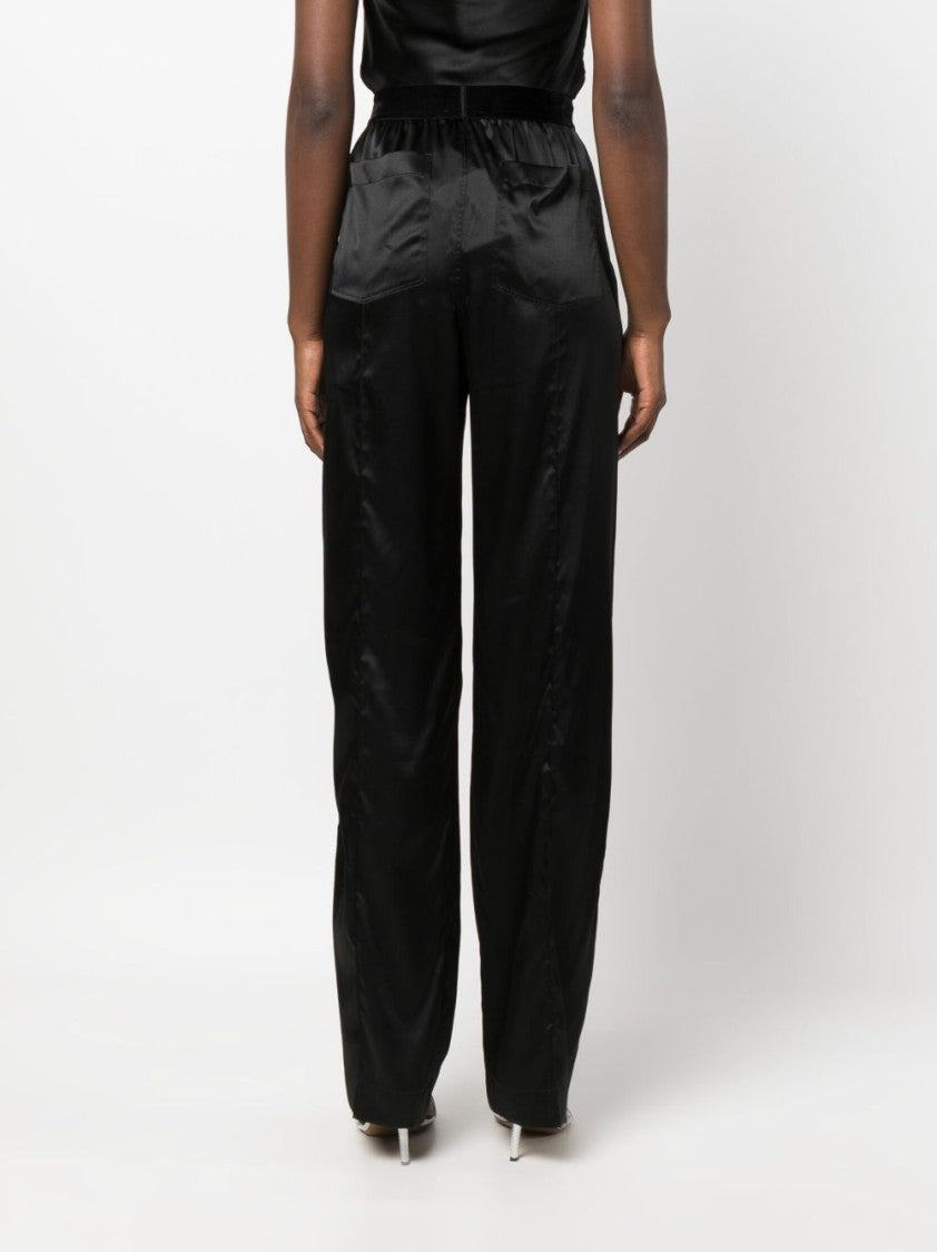 Tom Ford High-Waisted Stretch-Silk Satin Trousers