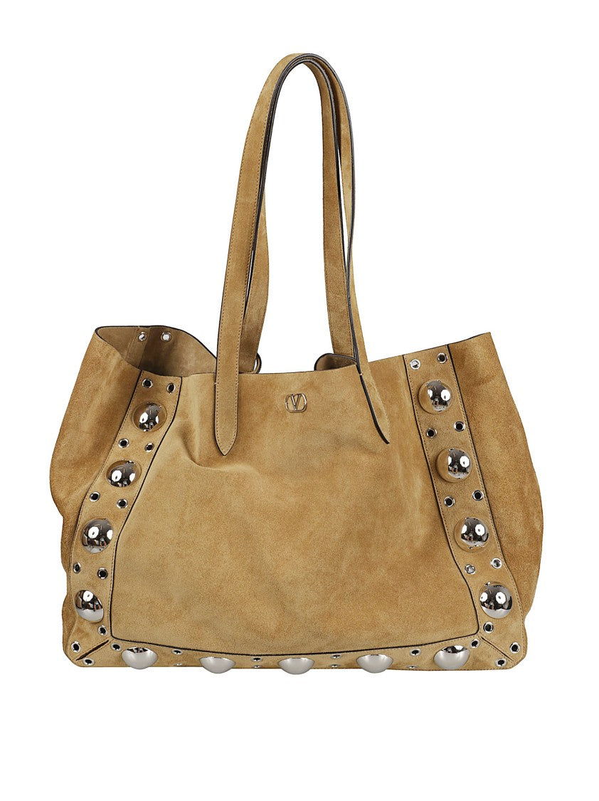 Valentino Garavani Large Suede Tote Bag With Sphere Studs