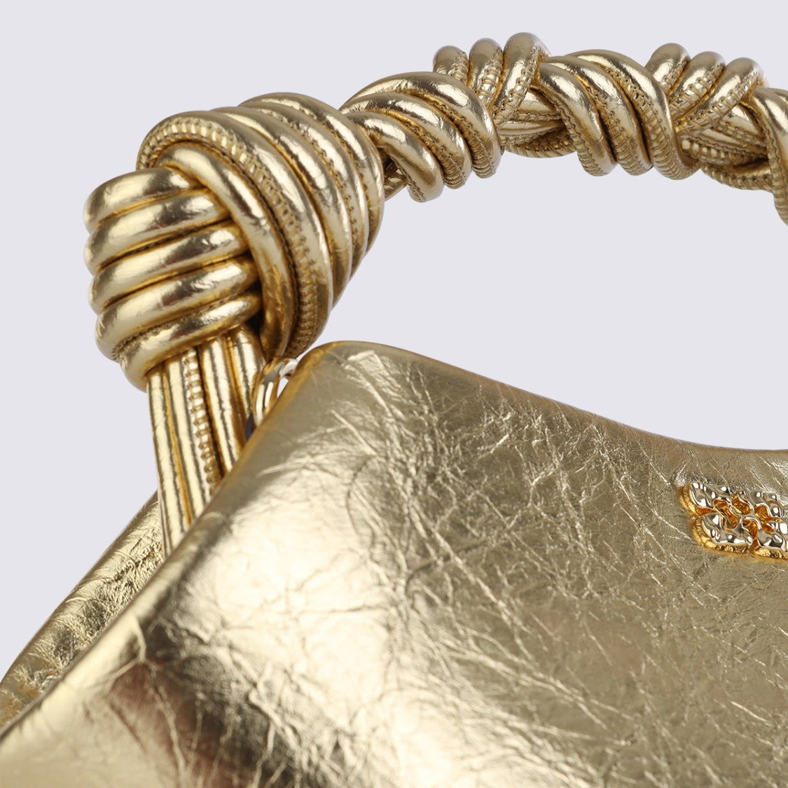 Ganni Sculptural Gold Top Handle Bag