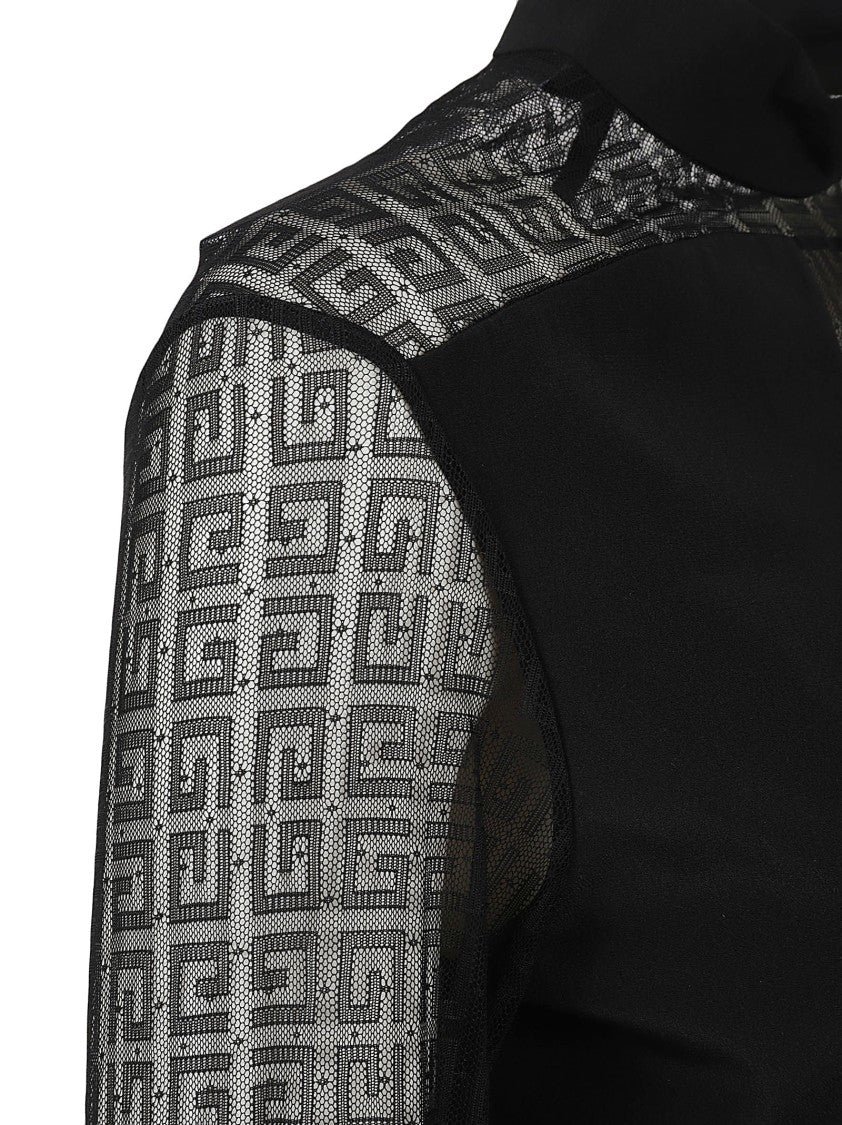 Givenchy Geometric Sheer Panel Black Shirt