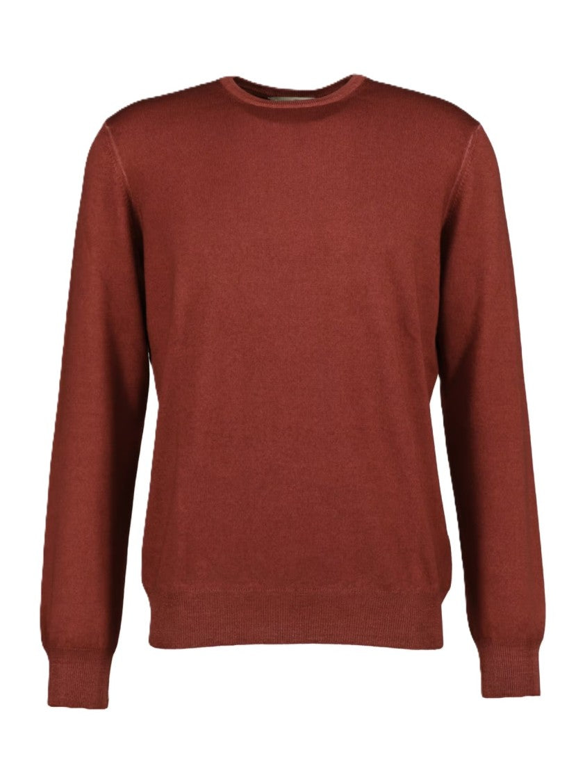 Paolo Fiorillo Capri Long-Sleeve Crew Neck Sweater In Brick Tone