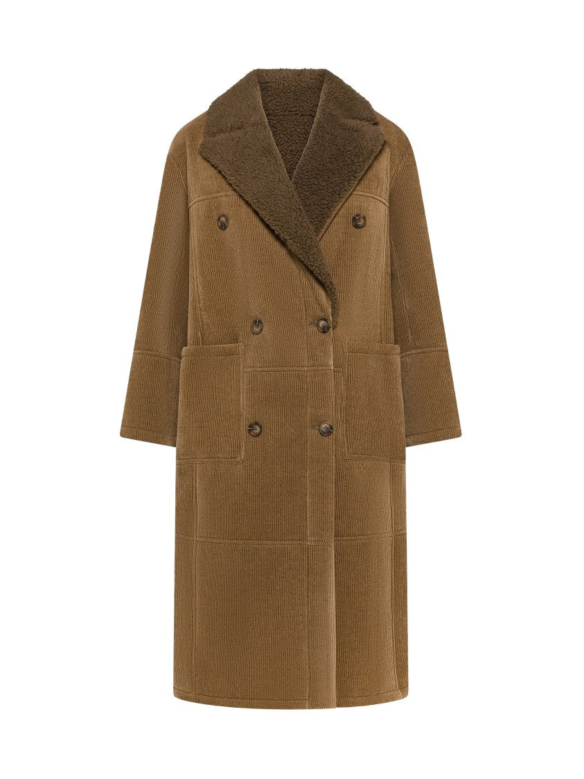 Seventy Venezia Double-Breasted Striped Velvet Long Coat