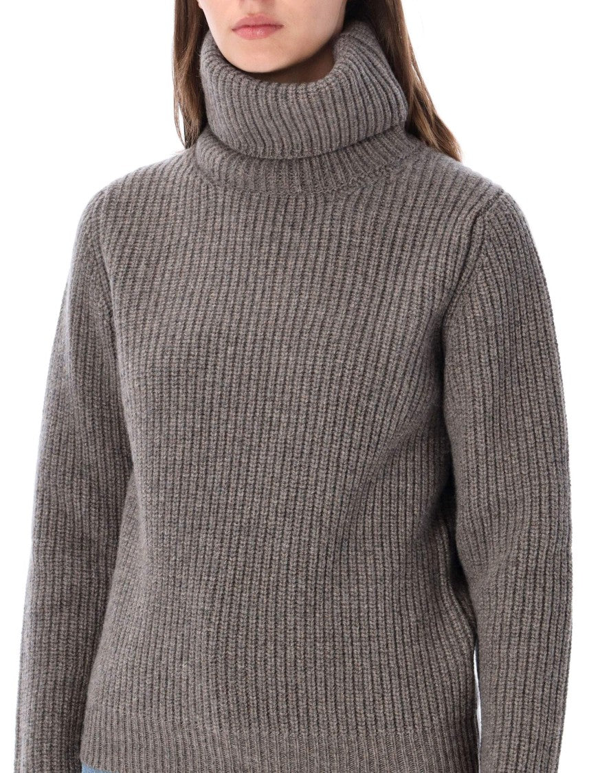 Fortela Ribbed High Turtleneck Knit Sweater