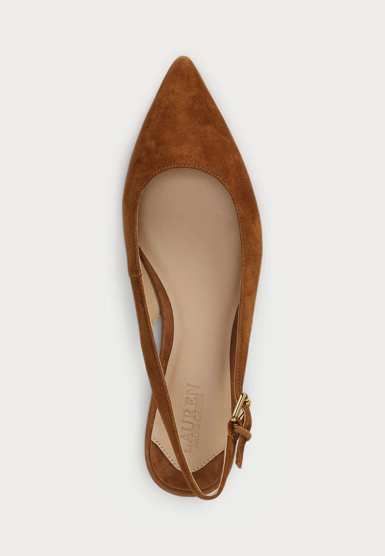 Lauren Ralph Lauren Brown Londyn Suede Slingback Flats