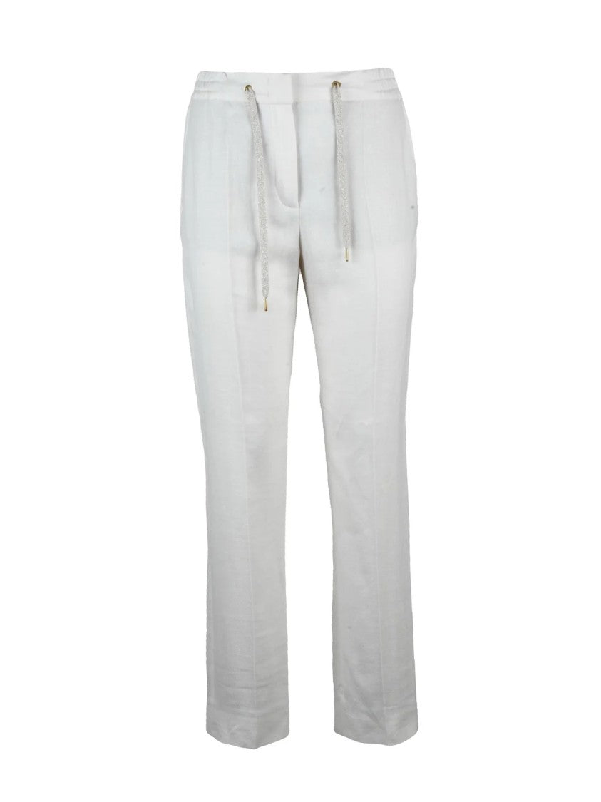 Eleventy Eleventy Linen Wool Silk Chino Trousers - White
