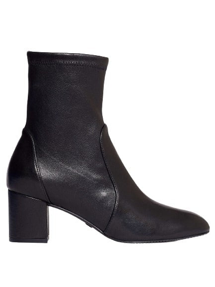 Stuart Weitzman 60 mm  Black Stretch Leather Heel Ankle Boot