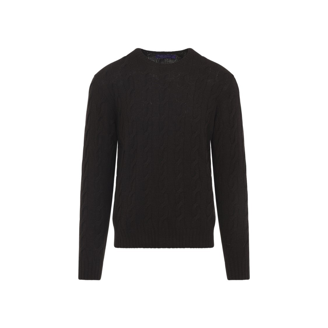 Ralph Lauren X Purple Label Dark Brown Cashmere Cable Knit Pullover