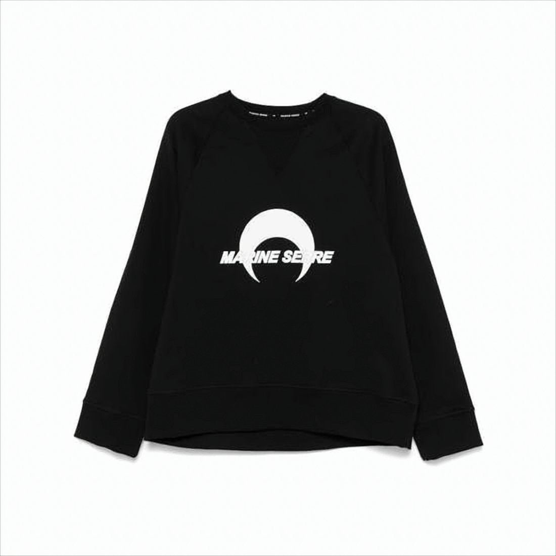 Marine Serre Long-Sleeve Crewneck Sweatshirt With Crescent Moon Graphic