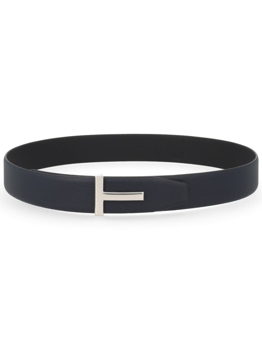 Tom Ford Calf Leather Minimalist T Buckle Belt