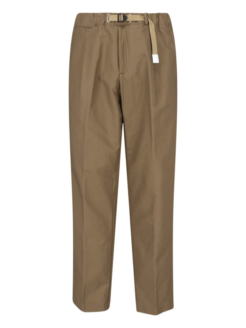 White Sand Brown Cotton Velvet Mid-Rise Straight-Leg Pants