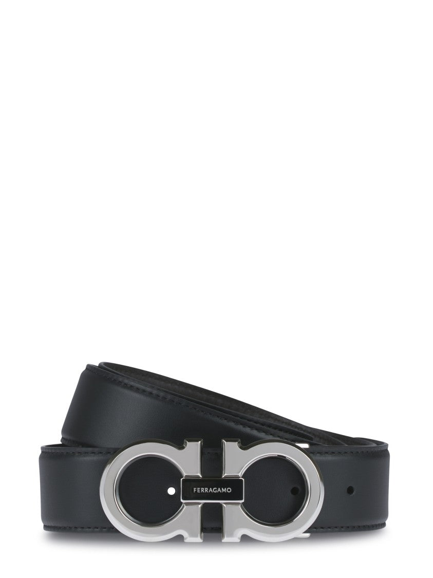 Ferragamo Black Calf Leather Belt