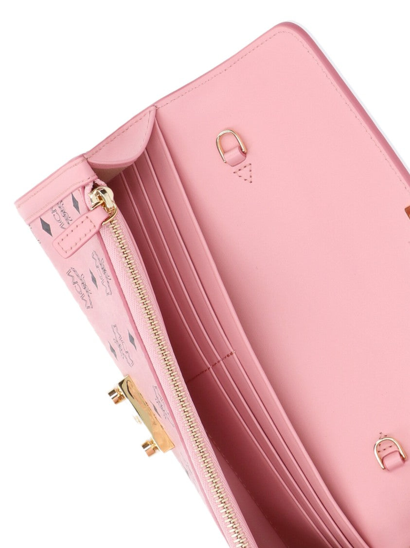 Mcm Tracy Chain Wallet In Pink "Visetos" Leather