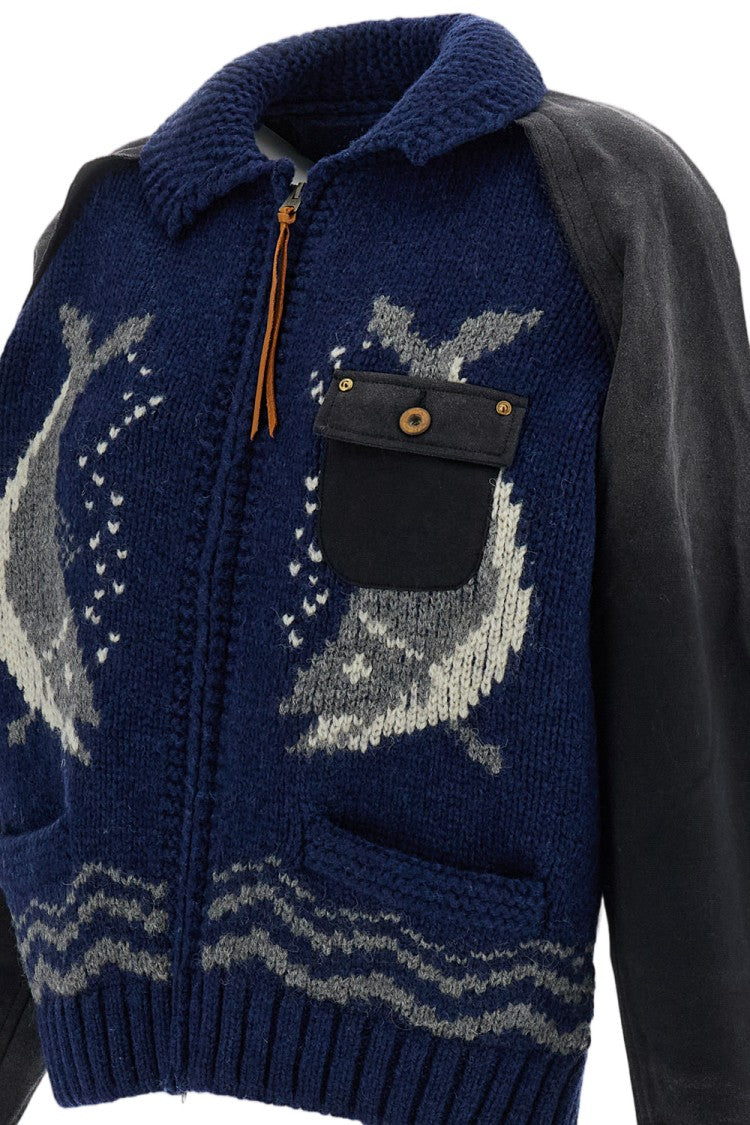 Khoki Patchwork Design Wool And Cotton Jacket