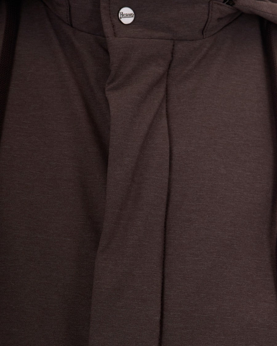 Herno Dark Brown Hooded Coated Nylon Parka