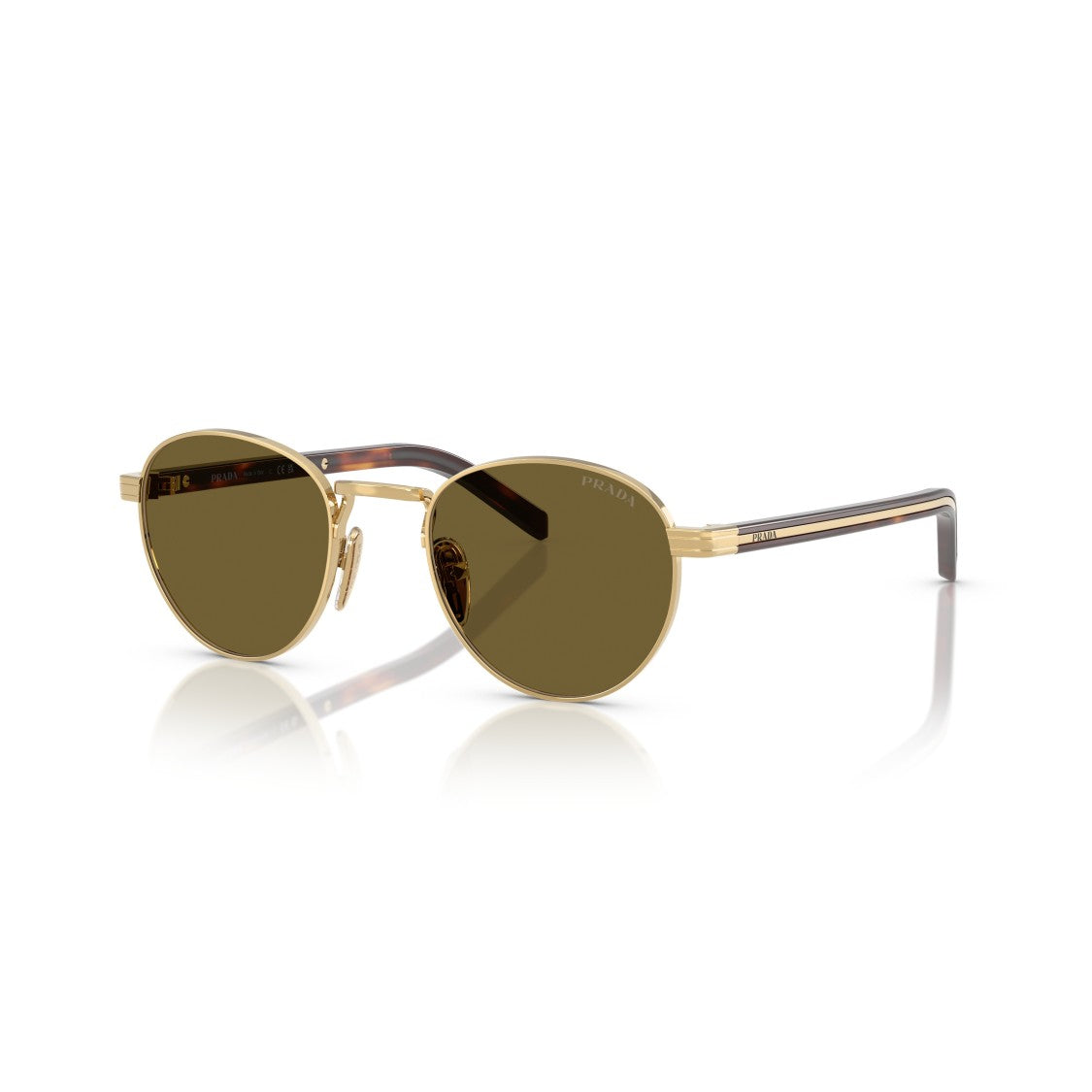 Prada 0Pr B52s Round Frame Gold-Tone Metal Sunglasses