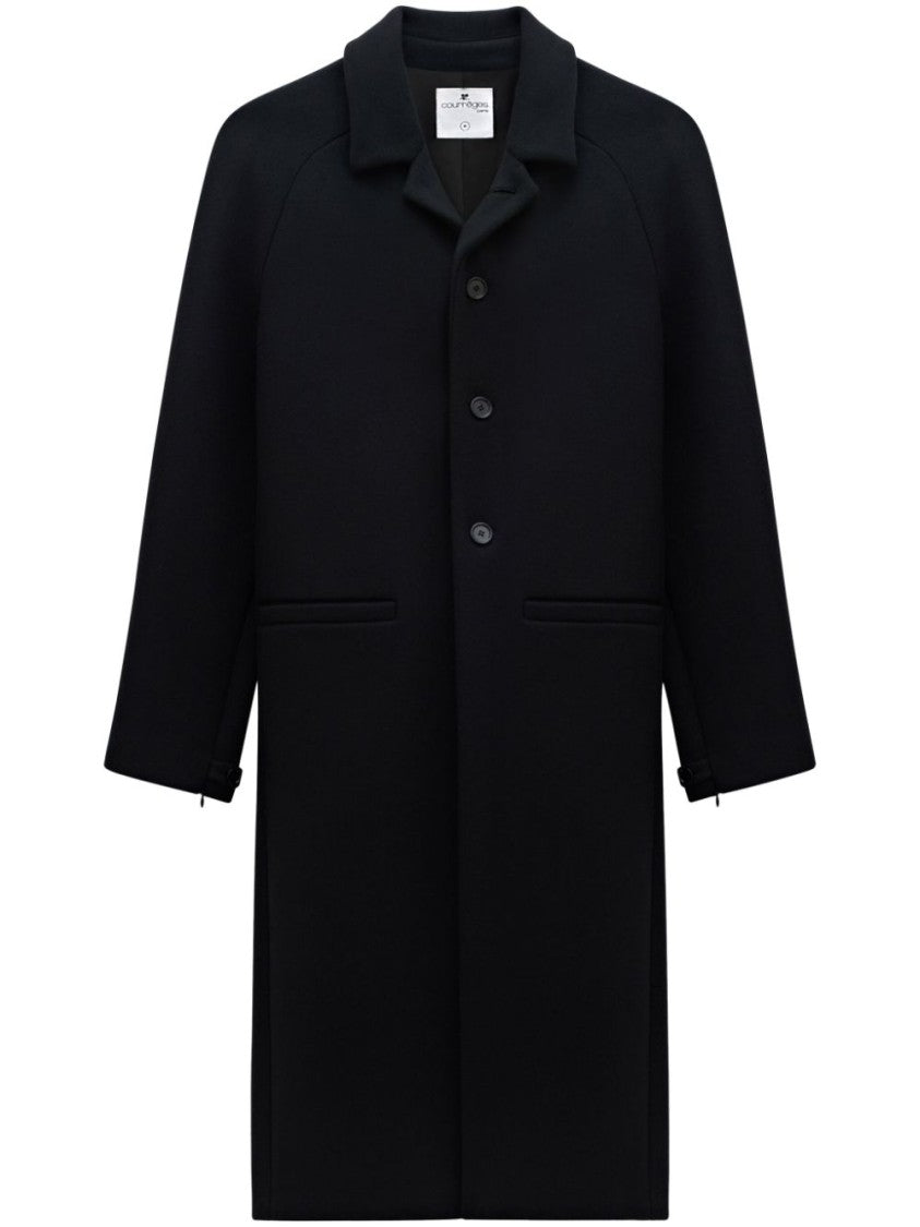 Courrèges Zipped-Sleeve Single-Breasted Wool Blend Coat