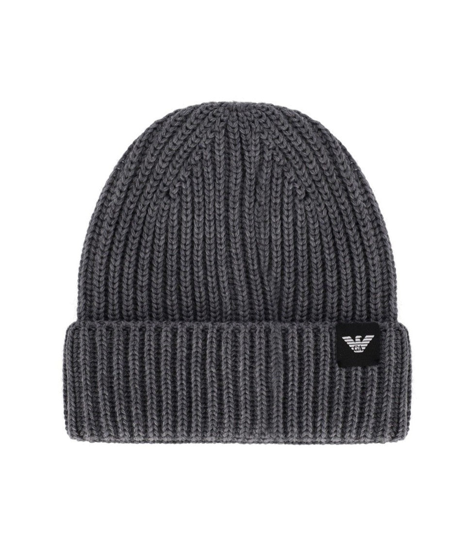 Emporio Armani Dark Grey Ribbed Beanie