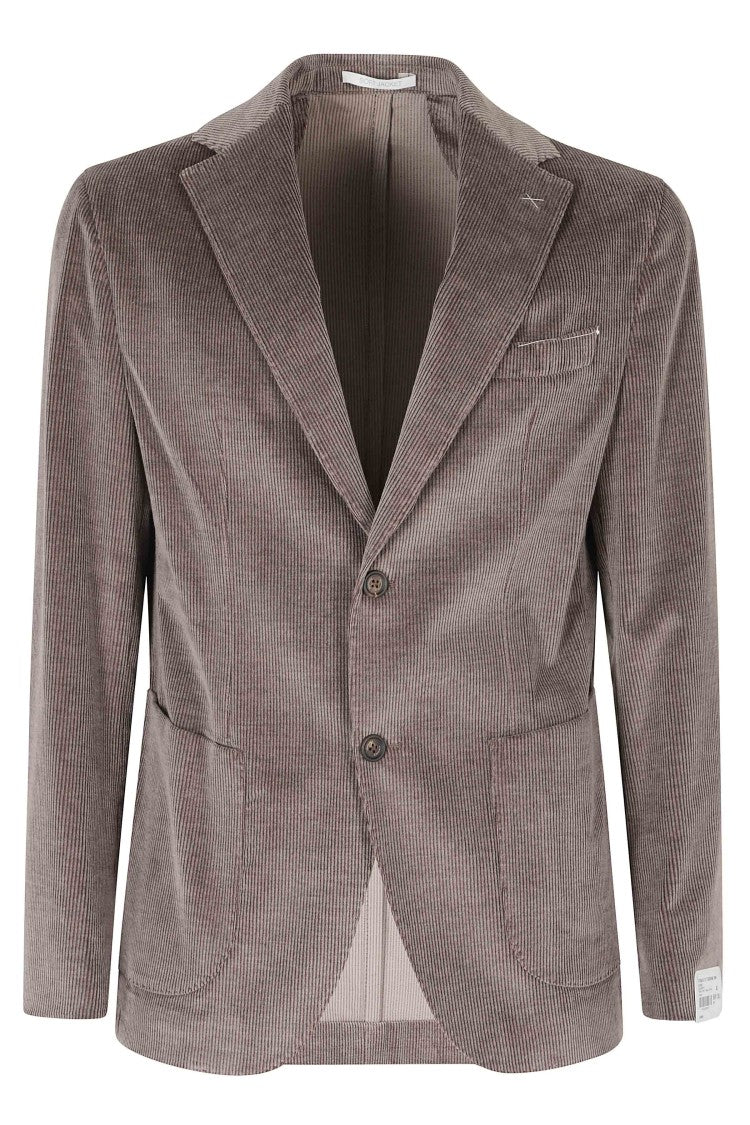 Eleventy Notched Collar Jacket With Corduroy Trim And Patch Pockets