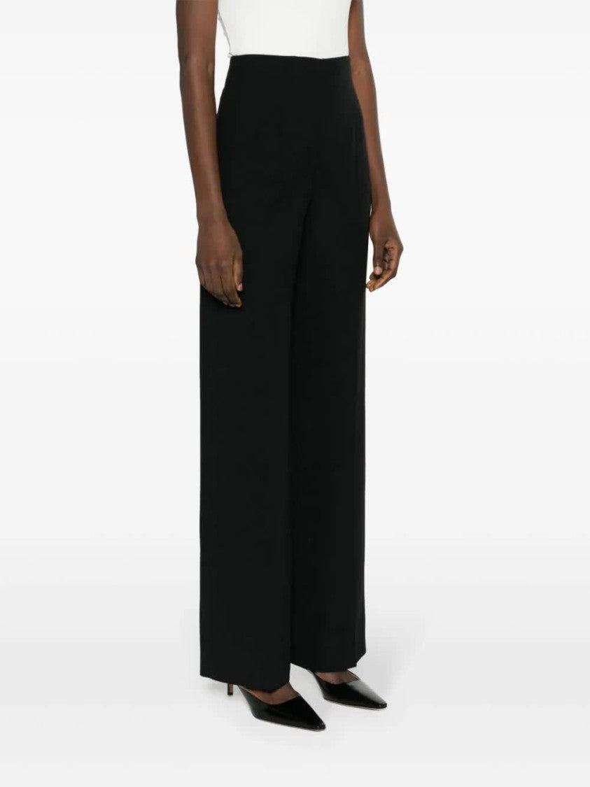 Alberta Ferretti Neutral Pantaloni High-Waisted Satin Palazzo Pants