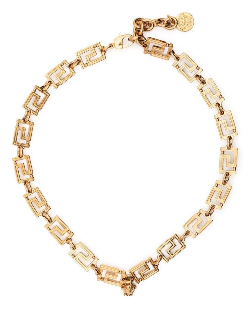 Versace Gold-Tone Necklace With Signature Greca Detailing