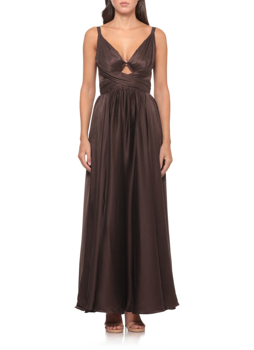 Zimmermann Brown Silk Bustier Dress With Flared Skirt And V-Neck