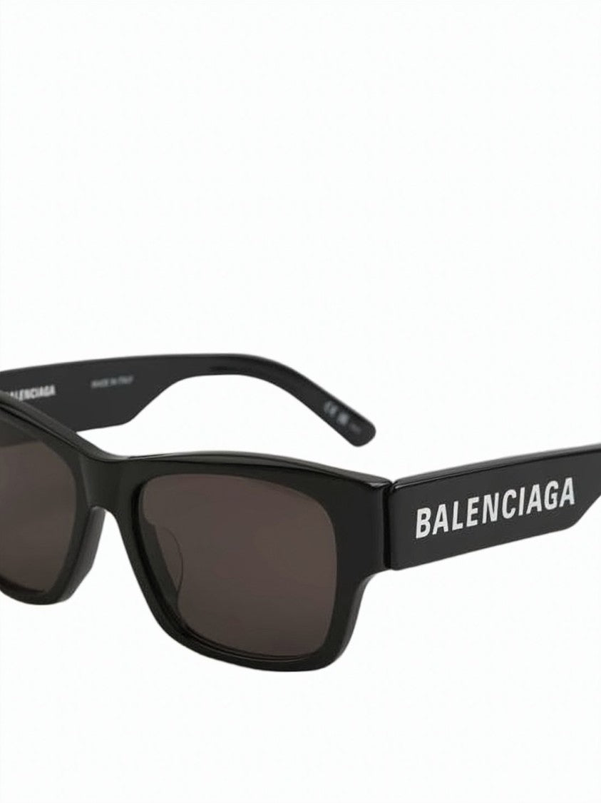 Balenciaga Rectangular Black Acetate Sunglasses With Bold Branding