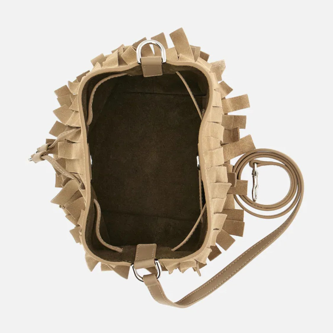 Hogan Brown Fringed Suede Shoulder Bag
