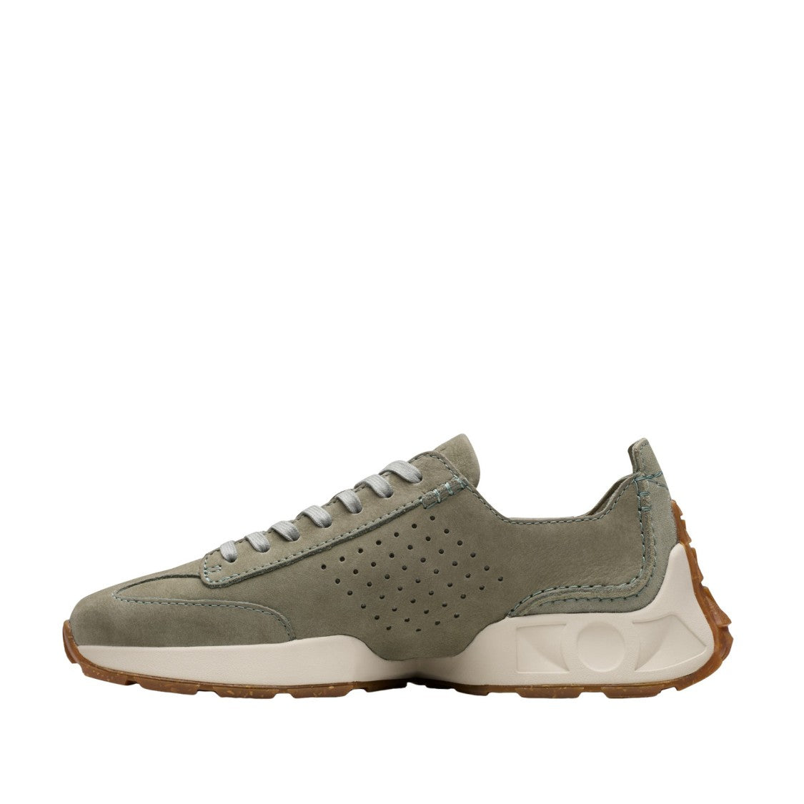 Clarks Nubuck Green Sneakers With Lightweight Cushioning