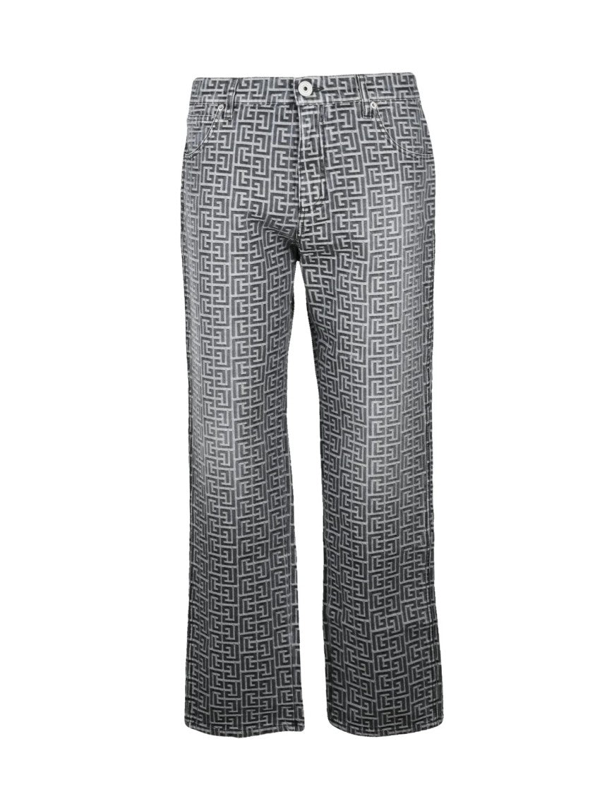 Balmain Black Cotton Wide-Leg Jeans